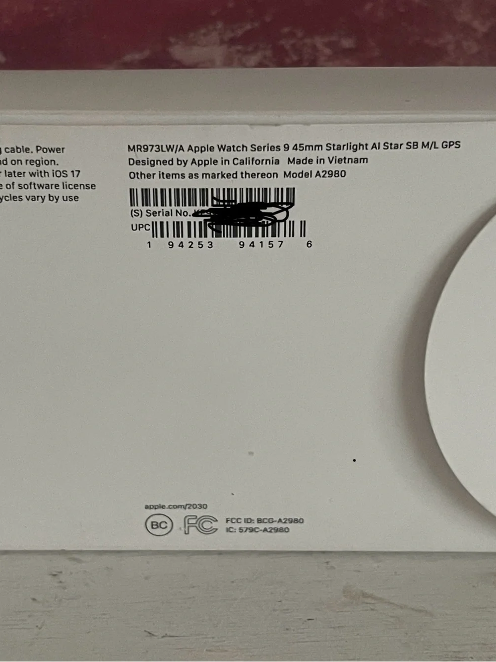 New in Box Apple Series 9 Smartwatch with Starlight Colored Band